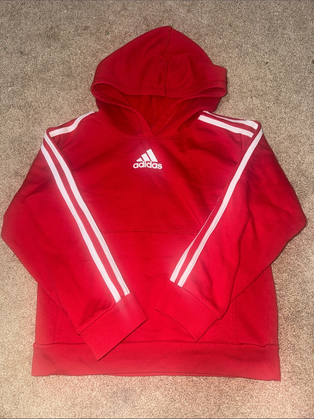 Kids Red Adidas Hooded Sweatshirt